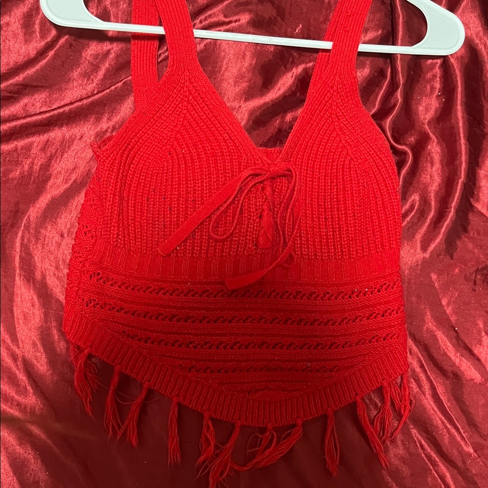 No Boundaries Red Knit Crop Top